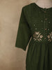 Deep Olive Green Floral Thread Embroidered Design Cotton Anarkali Salwar Suit