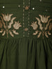 Deep Olive Green Floral Thread Embroidered Design Cotton Anarkali Salwar Suit