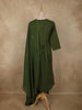 Deep Olive Green Floral Thread Embroidered Design Cotton Anarkali Salwar Suit