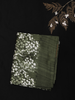 Deep Olive Green Floral Woven Design Blended Cotton Saree