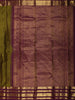 Deep Olive Green Mini Checked Zari Woven Design Pure Kanchipuram Silk Saree with Contrast Peacock Zari Border