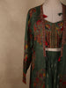 Deep Olive Green Paisley Printed Design Georgette Palazzo Suit with Long Coat