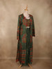 Deep Olive Green Paisley Printed Design Georgette Palazzo Suit with Long Coat
