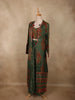 Deep Olive Green Paisley Printed Design Georgette Palazzo Suit with Long Coat