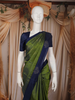 Deep Olive Green Butta Design Soft Silk Saree with Contrast Border