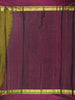 Deep Olive Green Striped Woven Design Kanchipuram Silk Saree with Contrast Zari Border
