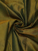 Deep Olive Green Striped Woven Design Kanchipuram Silk Saree with Contrast Zari Border