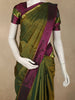 Deep Olive Green Striped Woven Design Kanchipuram Silk Saree with Contrast Zari Border