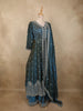Deep Peacock Blue Heavy Sequins Embroidered Design Organza Mastani Lehenga with Dupatta