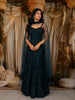 Deep Peacock Blue Heavy Sequins and Beads Embroidered Design Net Lehenga with Choker Dupatta