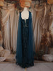 Deep Peacock Blue Heavy Sequins and Beads Embroidered Design Net Lehenga with Choker Dupatta