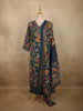 Deep Peacock Teal Blue Floral Printed Design Cotton Salwar Suit with Dupatta