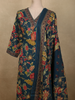 Deep Peacock Teal Blue Floral Printed Design Cotton Salwar Suit with Dupatta