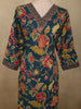 Deep Peacock Teal Blue Floral Printed Design Cotton Salwar Suit with Dupatta