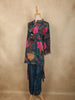 Deep Peacock Teal Blue Floral Printed Design Crepe Co Ord Set