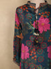 Deep Peacock Teal Blue Floral Printed Design Crepe Co Ord Set
