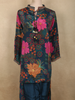 Deep Peacock Teal Blue Floral Printed Design Crepe Co Ord Set