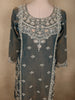 Deep Peacock Teal Blue Floral Sequins Embroidered Design Organza Sharara Suit With Dupatta