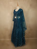 Deep Peacock Teal Blue Floral Sequins and Beads Embroidered Design Net Mermaid Lehenga with Dupatta