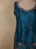 Deep Peacock Teal Blue Floral Sequins and Beads Embroidered Design Satin Palazzo Suit with Dupatta