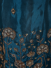 Deep Peacock Teal Blue Floral Sequins and Beads Embroidered Design Satin Palazzo Suit with Dupatta