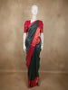 Deep Peacock Teal Blue Floral Tree Zari Woven Design Pure Kanchipuram Silk Saree with Contrast Zari Paisley Border