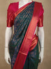 Deep Peacock Teal Blue Floral Tree Zari Woven Design Pure Kanchipuram Silk Saree with Contrast Zari Paisley Border