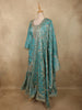 Deep Peacock Teal Blue Floral Zari Embroidered Design Organza Sharara Suit With Dupatta