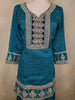 Deep Peacock Teal Blue Floral Zari Embroidered Design Tussar Palazzo Suit with Contrast Dupatta