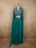Deep Peacock Teal Blue Heavy Sequins and Mirror Embroidered Design Satin Lehenga