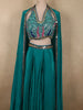 Deep Peacock Teal Blue Heavy Sequins and Mirror Embroidered Design Satin Lehenga