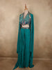 Deep Peacock Teal Blue Heavy Sequins and Mirror Embroidered Design Satin Lehenga
