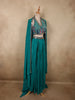 Deep Peacock Teal Blue Heavy Sequins and Mirror Embroidered Design Satin Lehenga