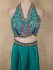 Deep Peacock Teal Blue Heavy Sequins and Mirror Embroidered Design Satin Lehenga