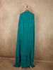 Deep Peacock Teal Blue Heavy Sequins and Mirror Embroidered Design Satin Lehenga
