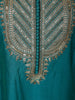 Deep Peacock Teal Blue Sequins Embroidered Design Semi Silk Salwar Suit with Designer Dupatta
