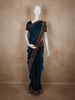Deep Peacock Teal Blue Stone Embellished Design Organza Designer Saree
