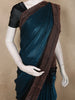 Deep Peacock Teal Blue Stone Embellished Design Organza Designer Saree