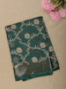 Deep Peacock Teal Green Floral Vine Zari Woven Design Mixed Cotton Saree with Zari Border