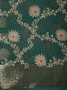 Deep Peacock Teal Green Floral Vine Zari Woven Design Mixed Cotton Saree with Zari Border