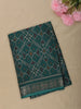 Deep Peacock Teal Green Geometric Ikat-Inspired Woven Design Mixed Cotton Saree