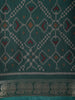 Deep Peacock Teal Green Geometric Ikat-Inspired Woven Design Mixed Cotton Saree
