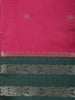 Deep Pink Butta Woven Design Soft Silk Fancy Wear Saree with Contrast Zari Border