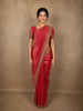 Deep Pink Floral Sequins and Beads Embroidered Design Tissue Silk Saree with Scalloped Border
