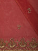 Deep Pink Floral Sequins and Beads Embroidered Design Tissue Silk Saree with Scalloped Border