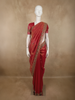 Deep Pink Floral Sequins and Beads Embroidered Design Tissue Silk Saree with Scalloped Border