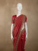 Deep Pink Floral Sequins and Beads Embroidered Design Tissue Silk Saree with Scalloped Border