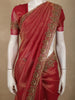 Deep Pink Floral Sequins and Beads Embroidered Design Tissue Silk Saree with Scalloped Border