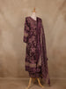 Deep Plum Floral Printed Cotton Salwar Suit with Dupatta