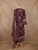 Deep Plum Floral Printed Cotton Salwar Suit with Dupatta